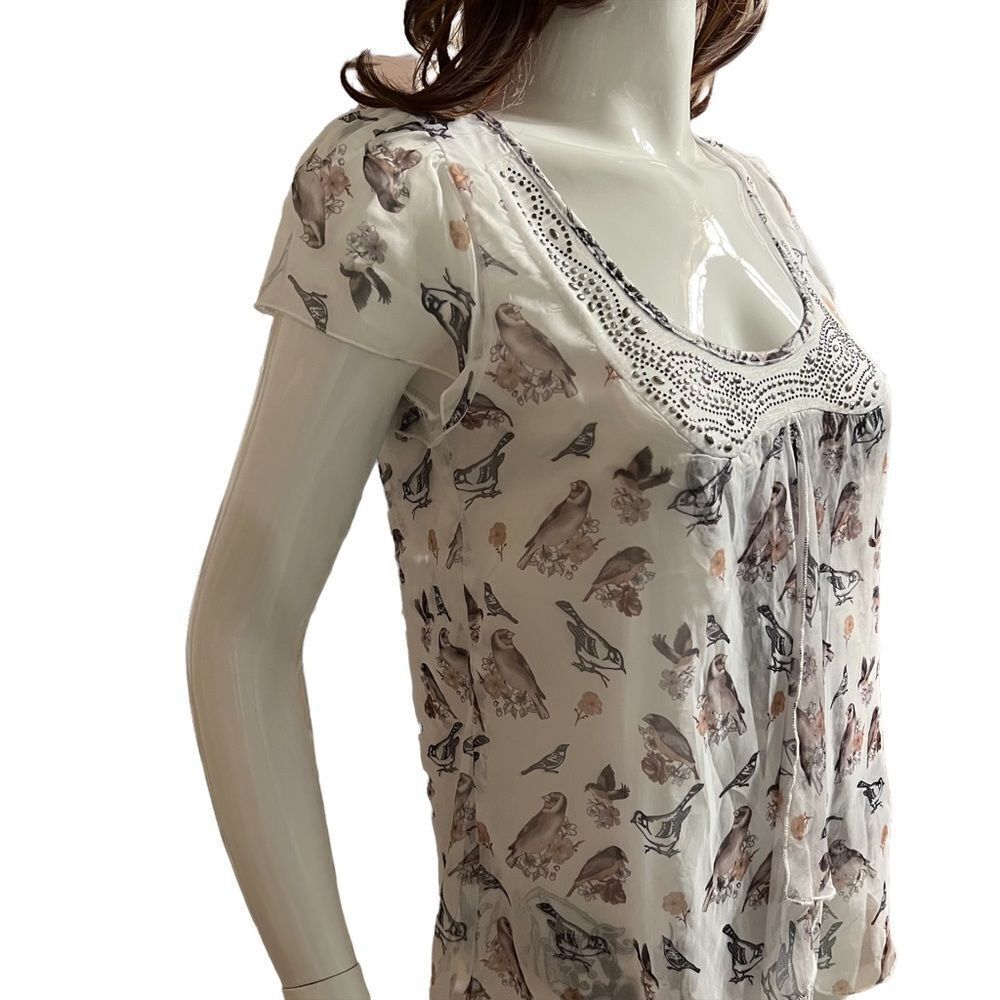 Live and Let Live Animal print Sheer Studded  Scoop Neck PM